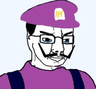 closed_mouth clothes crying glasses hair hat mario mustache nintendo overalls p_(4chan) soyjak variant:chudjak video_game waluigi // 593x549 // 120.0KB