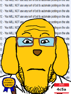 4c5a animal animal_ears animal_nose arm award background bald closed_mouth clothes dog dog_ear ear forehead_lines glasses hello_my_name_is_(sticker) janny jannyplier looking_at_you meta:not_oc mod neutral nose overalls soyjak stubble subvariant:neutralplier text toss variant:markiplier_soyjak white_background yellow_skin // 600x800 // 71.6KB