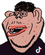 acne amerimutt brown_skin ear glasses mustache open_mouth soyjak stubble subvariant:impish_amerimutt tiktok variant:impish_soyak_ears zoomer // 598x728 // 32.6KB