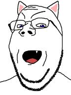 blue_eyes cat_ear ear fangs glasses open_mouth soyjak stubble subvariant:wholesome_soyjak variant:gapejak // 600x800 // 24.8KB