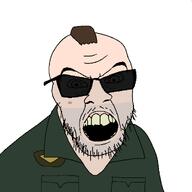 angry brown_hair clothes glasses hair he_will_always_be_a_gem jacket looking_at_you mohawk movie mustache open_mouth soyjak stubble sunglasses taxi_driver teeth travis_bickle variant:feraljak // 1500x1500 // 86.1KB