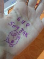 beard glasses hand irl irl_background meta:not_oc open_mouth purple series:irl_soyjaks soyjak text variant:soyak // 3060x4080 // 437.9KB