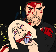 ack arm blond blood bloodshot_eyes buff choke_hold chud clothes cyborg ear eyeball gore hair hand hardcore_henry headlock injury jacket long_hair open_mouth soyjak strangling subvariant:pol_face the_weak_should_fear_the_strong tongue transparent_background variant:bernd variant:chudjak // 1996x1844 // 104.6KB