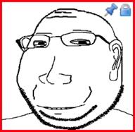 4chan_x_border clothes ear eyelids glasses lock meta:low_resolution push_pin small_eyes smile soyjak sticky stubble subvariant:massjak subvariant:wholesome_soyjak variant:gapejak // 255x249 // 20.1KB