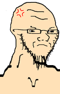 anger_mark angry closed_mouth concerned deformed distorted glasses stubble subvariant:soyak_(irritated) variant:soyak white_background white_skin // 644x1004 // 7.1KB