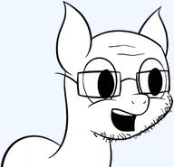 beard facial_hair glasses lineart monochrome my_little_pony open_mouth ponified pony solo soyjak stubble variant:unknown wrinkle // 1061x1024 // 187.9KB