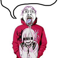 BRIMMIEST_COMMENTS_SECTION☣️☣️☣️_DO_NOT_ENTER☣️☣️☣️ anime arm clothes drip glasses hair hoodie ironic_weeb_hoodie japanese_text open_mouth purple_hair soyjak speech_bubble speech_bubble_empty stubble sweater toga_himiko tongue tranny variant:bernd weeb yellow_teeth // 2048x2048 // 689.6KB