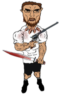 beard blood blood_meridian brown_hair ear gun knife pistol revolver subvariant:unbotheredchud transparent_background variant:chudjak weapon // 1547x2304 // 1.0MB