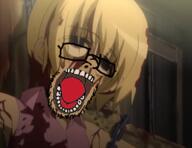 anime glasses gore higurashi houjou_satoko open_mouth soyjak stubble variant:unknown // 534x411 // 244.0KB