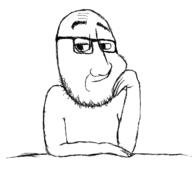 drawing full_body glasses smile smug soyjak stubble variant:smugjak // 1245x1212 // 45.4KB