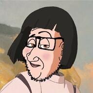 anime glasses hair my_neighbor_totoro pink_skin smug soyjak stubble studio_ghibli twitter variant:smugjak // 1030x1034 // 111.6KB