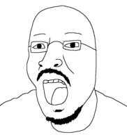 glasses mustache open_mouth soyjak stubble variant:chuck // 534x563 // 18.3KB