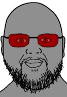 9a0c bald beard closed_mouth glasses grey_skin lips red_glasses soyjak variant:billy // 419x610 // 10.9KB