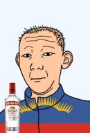 1864 alcohol bottle closed_mouth clothes ear flag flag:murmansk_oblast hair murmansk_oblast neutral oblast russia smirnoff soyjak text track_suit transparent transparent_background variant:kuzjak vodka white_skin // 810x1192 // 179.7KB