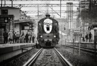 black_and_white irl_background rail soyjak train variant:a24_slowburn_soyjak // 612x416 // 455.7KB