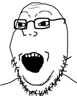 bald eyebrows forehead_lines fusion glasses looking_to_the_left nose open_mouth series:fusionjaks soyjak stubble variant:gapejak variant:soyak weird // 1000x1250 // 134.2KB