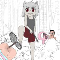 2soyjaks animal anime arm art ass closed_mouth communism drawn_background ear flag full_body glasses hair hand holding_object inubashiri_momiji leg nsfw open_mouth pink_skin redraw smug snake soyjak stubble tail tongue touhou tranny variant:bernd variant:chudjak video_game white_skin // 1000x1000 // 321.6KB