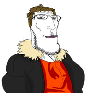 brown_hair buff glasses green_eyes jacket meta:namefags mge orange_shirt subvariant:finnishmutt thub_(user) variant:gapejak // 880x950 // 117.5KB