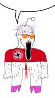 antenna blood full_body hair happy_merchant heels lipstick makeup neovagina nose open_mouth orange_eyes pol_(4chan) purple_hair reddit redditard soyjak speech_bubble speech_bubble_empty stretched_mouth teeth tranny variant:soyak // 1080x1920 // 284.5KB
