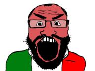 angry beard clothes country countrywar flag flag:italy glasses italy open_mouth red soyjak subvariant:science_lover variant:markiplier_soyjak // 800x600 // 79.1KB