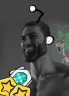 4chan anime antenna bloodshot_eyes clothes crying ear full_body gigachad glasses green_hair grey_background hair jump open_mouth reddit reddit_gold reddit_platinum redraw soyjak stretched_mouth stubble tshirt variant:soyak yotsoyba // 1080x1500 // 1.1MB