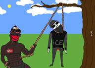 2soyjaks ack big_lips blood bloodshot_eyes buff crying facemask flag:nazi_afrika glasses holding_object ice ice_agent jartywaffen joke mask purple_hair rope shitpost subvariant:chudjak_front subvariant:jartycuck sunglasses tree trend:jartycuck trend:slopjak underpants variant:bernd variant:chudjak // 2100x1500 // 351.0KB