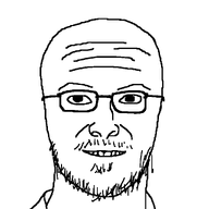 bald beard big_head eyebrows forehead_lines glasses long_neck mustache neck nose smile smirk soyjak stubble teeth this_person_does_not_exist variant:unknown white_background // 1024x1024 // 12.5KB