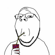 animated drinking drinking_straw glasses hand holding_object slurp smile soyjak stubble subvariant:wholesome_soyjak variant:gapejak // 590x540 // 290.0KB