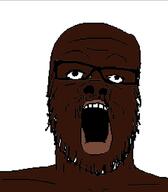 big_lips black_skin glasses meta:possibly_duplicate open_mouth stubble variant:a24_slowburn_soyjak // 640x730 // 78.9KB