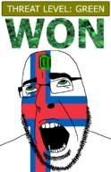 ahegao country denmark emerald faroe_islands flag flag:faroe_islands gem glasses green green_eyes hair looking_up open_mouth schlog_color_event soyjak soyjak_blog stubble teeth text threat_level_green variant:cobson won // 721x1115 // 140.6KB