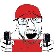 austria country countrywar crying flag flag:austria glasses gun hair hand holding_object open_mouth pistol soyjak stubble teeth variant:feraljak // 1117x1066 // 341.9KB