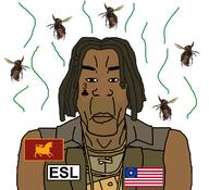 3_of_clubs 5_o_clock_shadow animal armor brown_skin bug bull caesar's_legion clothes clubs dreadlocks dreads duster esl fallout fallout_new_vegas flag:united_states fly hair long_hair negro no_glasses series:esl_pedo_league shitskin soyjak stink_lines stinky subvariant:chudjak_front subvariant:chudplier tribal ulysses_(fallout_new_vegas) variant:chudjak variant:markiplier_soyjak video_game // 1417x1294 // 221.6KB