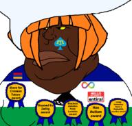 anti_ongezellig armenia award black_skin bowtie brown_skin closed_mouth crimean_tatar entiral_(user) fat flag:armenia flag:crimean_tatar flag:lesotho gooned_to_zellig_again_award hair lesotho meximutt mymy netherlands obese ongezellig orange_hair queen_of_spades shitskin speech_bubble speech_bubble_empty the_netherlands transparent_background variant:meximutt white_background // 888x849 // 143.6KB