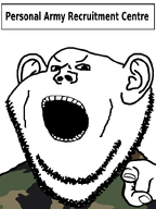 angry animated camouflage closed_mouth ext=gif hand looking_at_you open_mouth personal_army personal_army_recruitment_centre pointing text transparent_background variant:impish_soyak_ears // 598x800 // 30.3KB