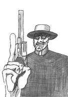 black_and_white blood_meridian clothes cowboy_hat gun hat judge_holden sidson variant:sidjak // 1747x2468 // 2.3MB