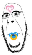 biting_lip distorted girllover glasses pacifier pedophile smile soyjak stubble subvariant:hornyson tattoo variant:cobson // 430x733 // 132.3KB
