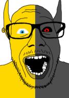 chimer dunmer elf glasses mustache open_mouth pointy_ears soyjak stubble the_elder_scrolls the_elder_scrolls_iii:_morrowind variant:punkjak vivec // 1080x1536 // 220.4KB