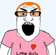 angry arm clothes danny_elfman glasses hair heart i_love oingo_boingo open_mouth orange_hair pun soyjak subvariant:science_lover variant:markiplier_soyjak // 800x789 // 61.7KB