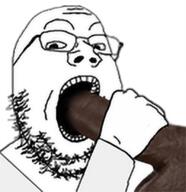 arm bbc glasses hand negro open_mouth penis soyjak stubble variant:gapejak // 350x361 // 129.2KB