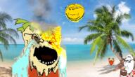 4chan 4soyjaks angry animal anime arm beach bloodshot_eyes claw closed_mouth clothes cloud coconut crab crying deformed distorted ear fire full_body glasses green_hair hair hawaiian_shirt holding_object irl_background leg lei looking_at_you looking_to_the_right melting open_mouth palm_tree pincer raised_eyebrow red_skin sky smile smoke smug soyjak straw stubble subvariant:wholesome_soyjak sun swedecrab teeth tongue tree variant:gapejak variant:impish_soyak_ears variant:smugjak variant:soyak water white_skin yellow_skin yotsoyba // 1244x713 // 1.3MB