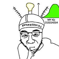aliased clothes glasses hand hand_upon_chin hat iq_chart stubble thinker thinking variant:underwearjak // 1024x1024 // 40.1KB