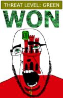 ahegao building castle country emerald flag flag:gibraltar gem gibraltar glasses green green_eyes hair key looking_up open_mouth schlog_color_event soyjak soyjak_blog stubble teeth text threat_level_green variant:cobson won // 721x1115 // 156.0KB
