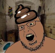 glasses irl_background open_mouth poop soyjak stubble variant:shotjak // 750x727 // 453.2KB