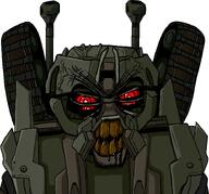Michael_bay alien armor brawl_(transformers) clenched_teeth cracked_teeth decepticon glasses looking_at_you multiple_eyes red_eyes series:ALL_HAIL_MEGATRON! shading soyjak stubble subvariant:feralrage tank teeth transformers transformers_(live_action) variant:feraljak vein // 1497x1393 // 140.0KB