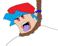 ack bloodshot_eyes blue_hair boyfriend_(friday_night_funkin') cap clothes dead friday_night_funkin' hair hanging hat oekaki open_mouth rope soy_parody soyjak suicide tongue variant:bernd video_game white_skin // 344x274 // 21.0KB