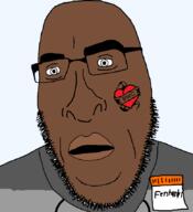 aryan big_lips black_skin bleached buck_breaking bwc derek_chauvin eyes fentanyl george_floyd glasses meta:tagme mouth mouth_open nigger series:saint_floyd soyjak stubble subvariant:cobsonfloyd sweater variant:cobson // 775x849 // 63.2KB