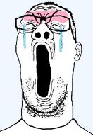 aliased angry blush closed_eyes crying ear glasses hair mustache open_mouth soyjak stubble tear template transparent_background variant:reaction_soyjak // 456x662 // 15.0KB