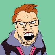 angry brown_hair cartoon clothes drew_pickles glasses mustache nickelodeon open_mouth rugrats soyjak stubble variant:feraljak white_skin // 1500x1500 // 52.3KB