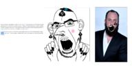 bbc blacked clothes earring glasses green_eyes greg_lansky hand hands_up hat judaism kippah large_nose nail_polish open_mouth queen_of_spades star_of_david variant:cobson // 2975x1511 // 1.5MB
