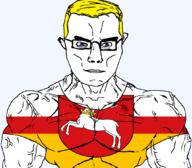 animal arm blue_eyes buff closed_mouth clothes country deer flag flag:lublin glasses hair lublin poland soyjak subvariant:chudjak_front subvariant:muscular_chud transparent transparent_background tshirt variant:chudjak vein voivodeship yellow_hair // 1059x929 // 92.6KB
